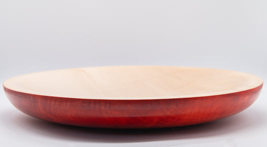 Large Wooden Fruit Dish - SHINNY ORANGE - Handmade & Wood Turned - 26cm x 4cm