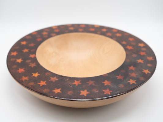 Wooden Beech Bowl / Coloured with Stars! - Handmade, Wood Turned and Very Unique