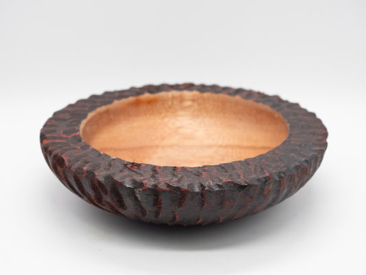 Hand Carved Wooden Wood Turned Coloured Bowl - Very Unique
