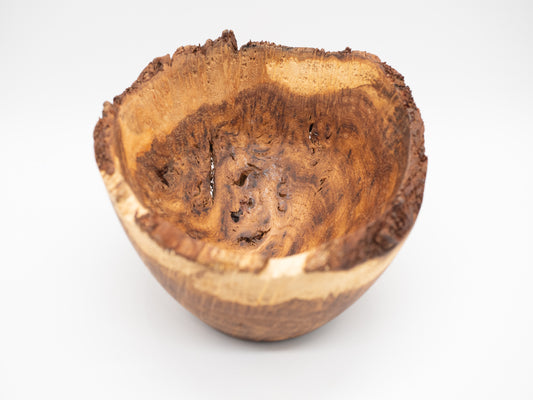 Unique Wooden Oak Burr / Burl Live Edge Bowl - Handmade & Wood Turned