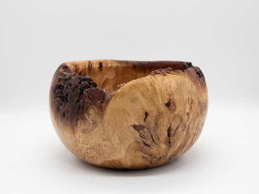 Very Unique Wooden Oak Burr / Burl Bowl - Handmade & Wood Turned