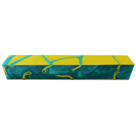 Kirinite Acrylic Resin Pen Blank | GREEN / YELLOW WHIRL