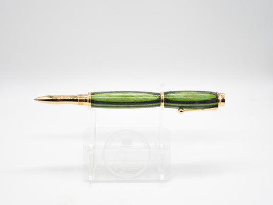 Multi Coloured Green & Grey ViVi-Ply™ Ballpoint Pen with Gold Trim