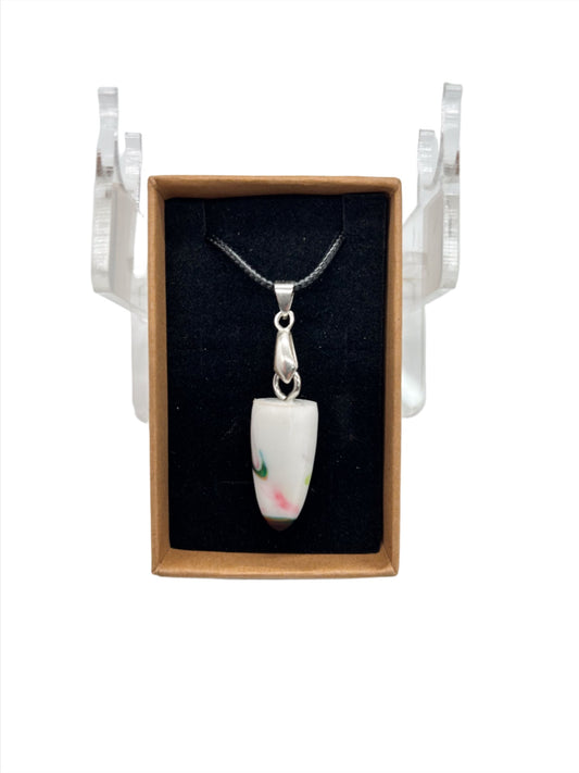 Unisex White Resin with Delicate Multi Coloured Swirls