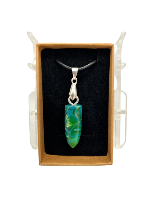 Unisex Pendant with Green, Blue & Yellow Resin