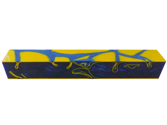 Kirinite Acrylic Resin Pen Blank | ROYAL PEARL BLUE / YELLOW