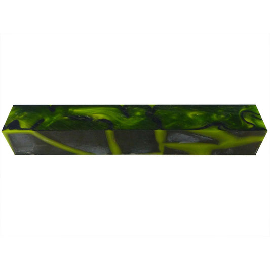 Kirinite Acrylic Resin Pen Blank | TOXIC GREEN / BLACK