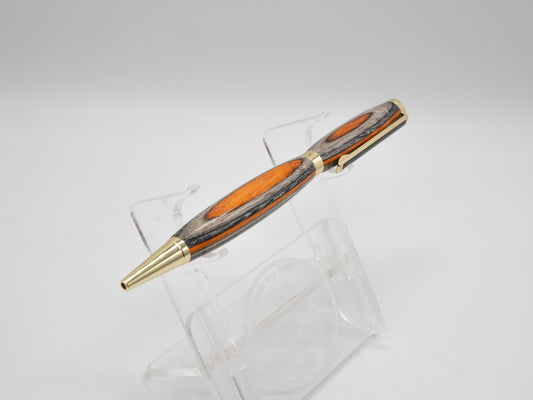 Multi Coloured Orange ViVi-Ply™ Ballpoint Pen with Gold Trim