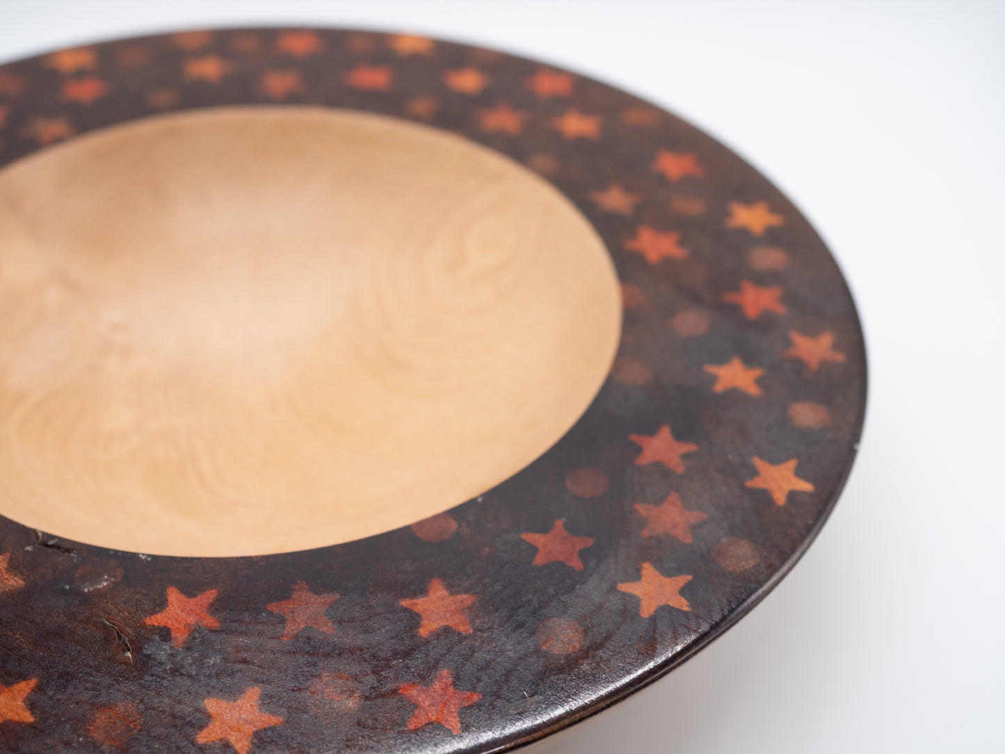 Wooden Beech Bowl / Coloured with Stars! - Handmade, Wood Turned and Very Unique