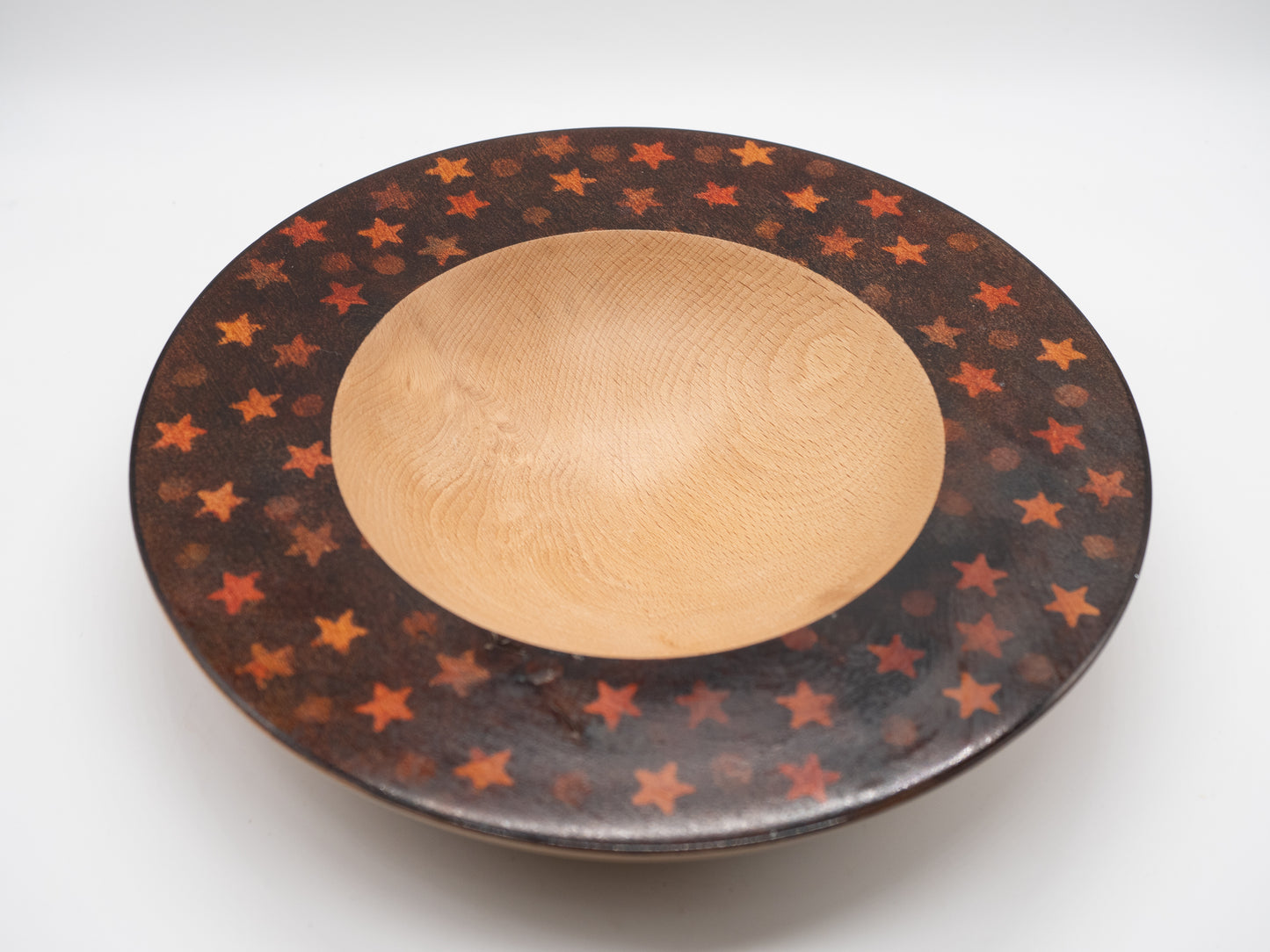 Wooden Beech Bowl / Coloured with Stars! - Handmade, Wood Turned and Very Unique