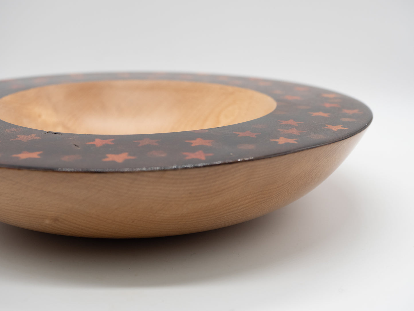 Wooden Beech Bowl / Coloured with Stars! - Handmade, Wood Turned and Very Unique