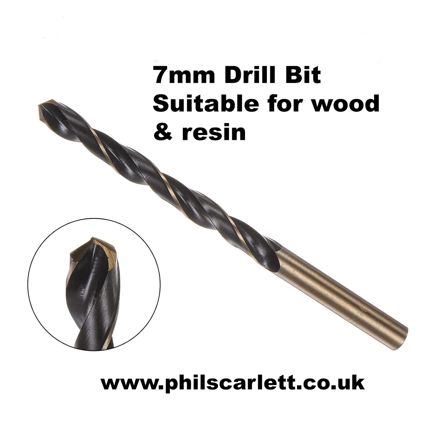 7mm HSS Drill Bit | Black Nitride & Gold for Wood & Resin Pen Blanks | HSS | Pen Turning