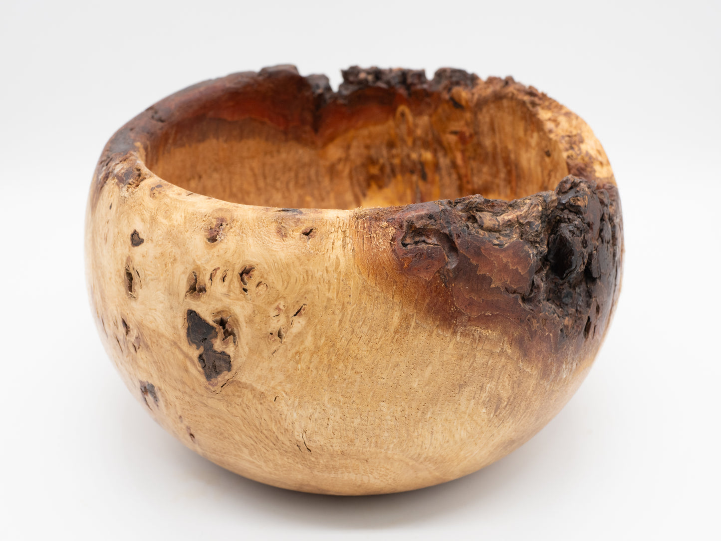 Very Unique Wooden Oak Burr / Burl Bowl - Handmade & Wood Turned