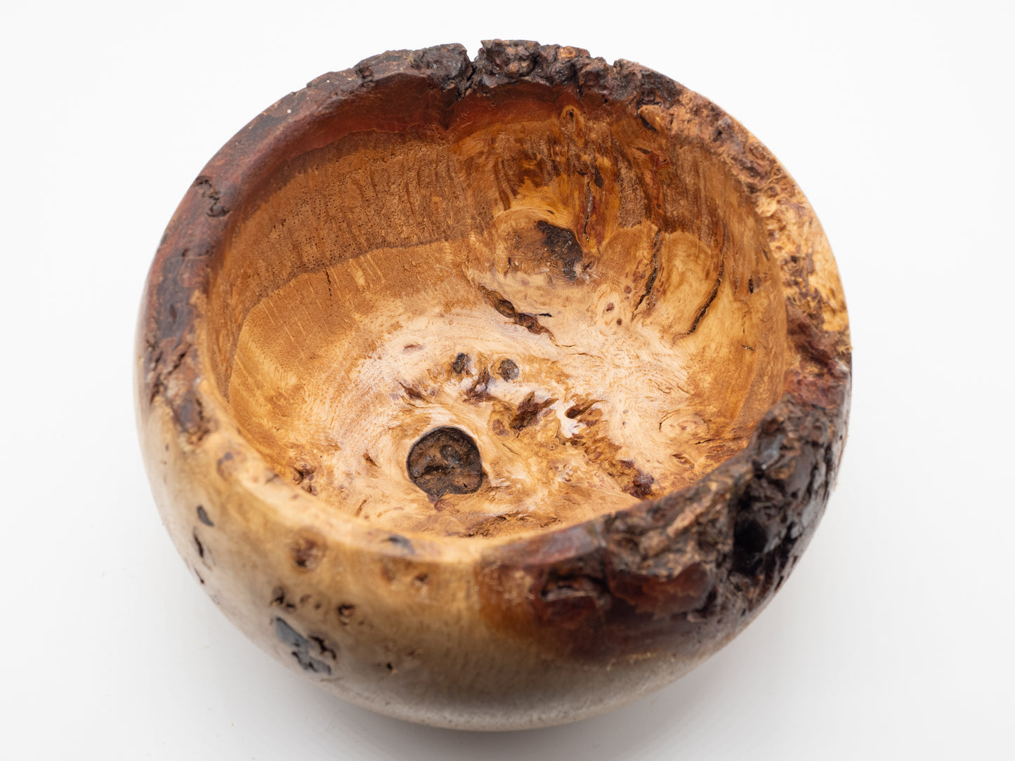 Very Unique Wooden Oak Burr / Burl Bowl - Handmade & Wood Turned