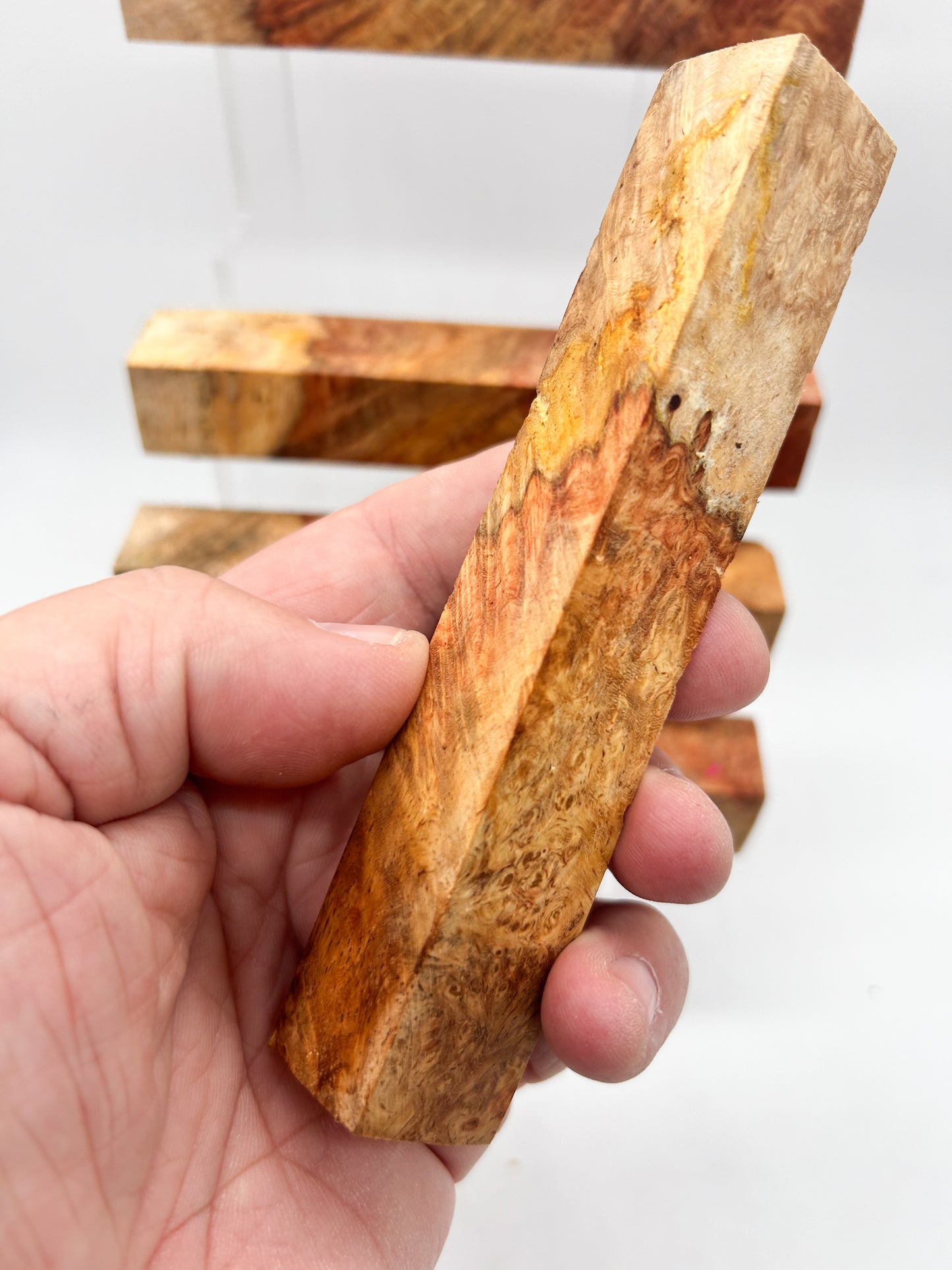 Ambuyna Burr / Burl | Two / Tone Red / Golden | End | Wooden Pen Blanks