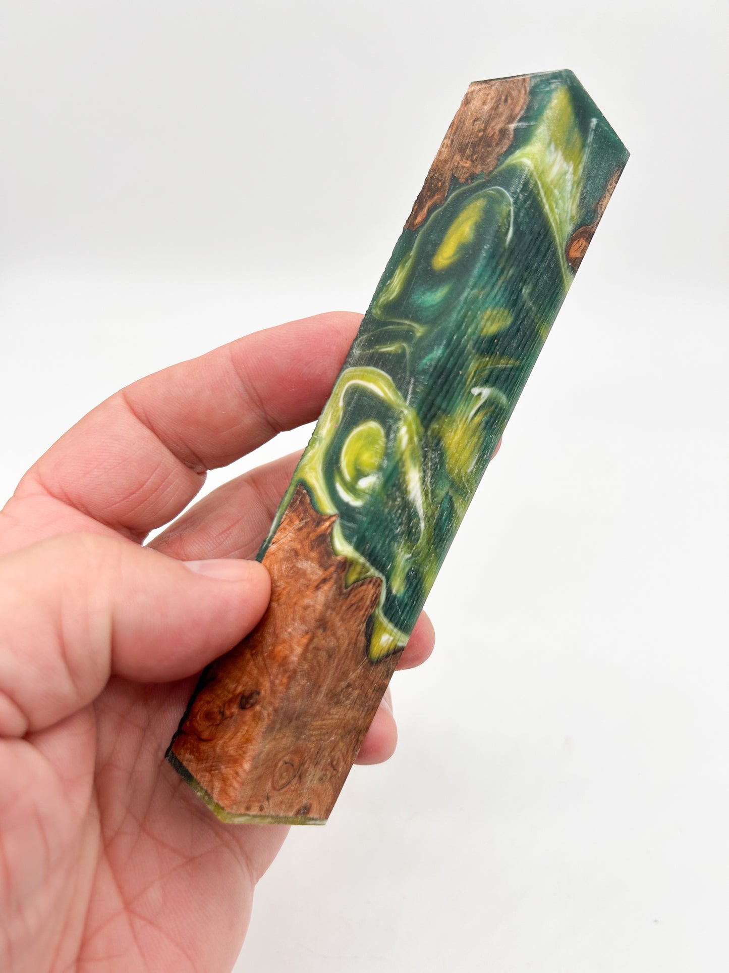 Elm Burr / Burl Forest Green | Green & Yellow with a hint of White | Alumilite Resin Pen Blanks