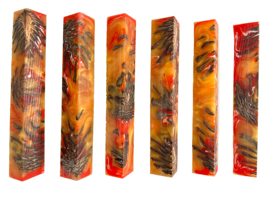 Pinecones | Deep Red / Gold with a hint of White | Alumilite Resin Pen Blanks