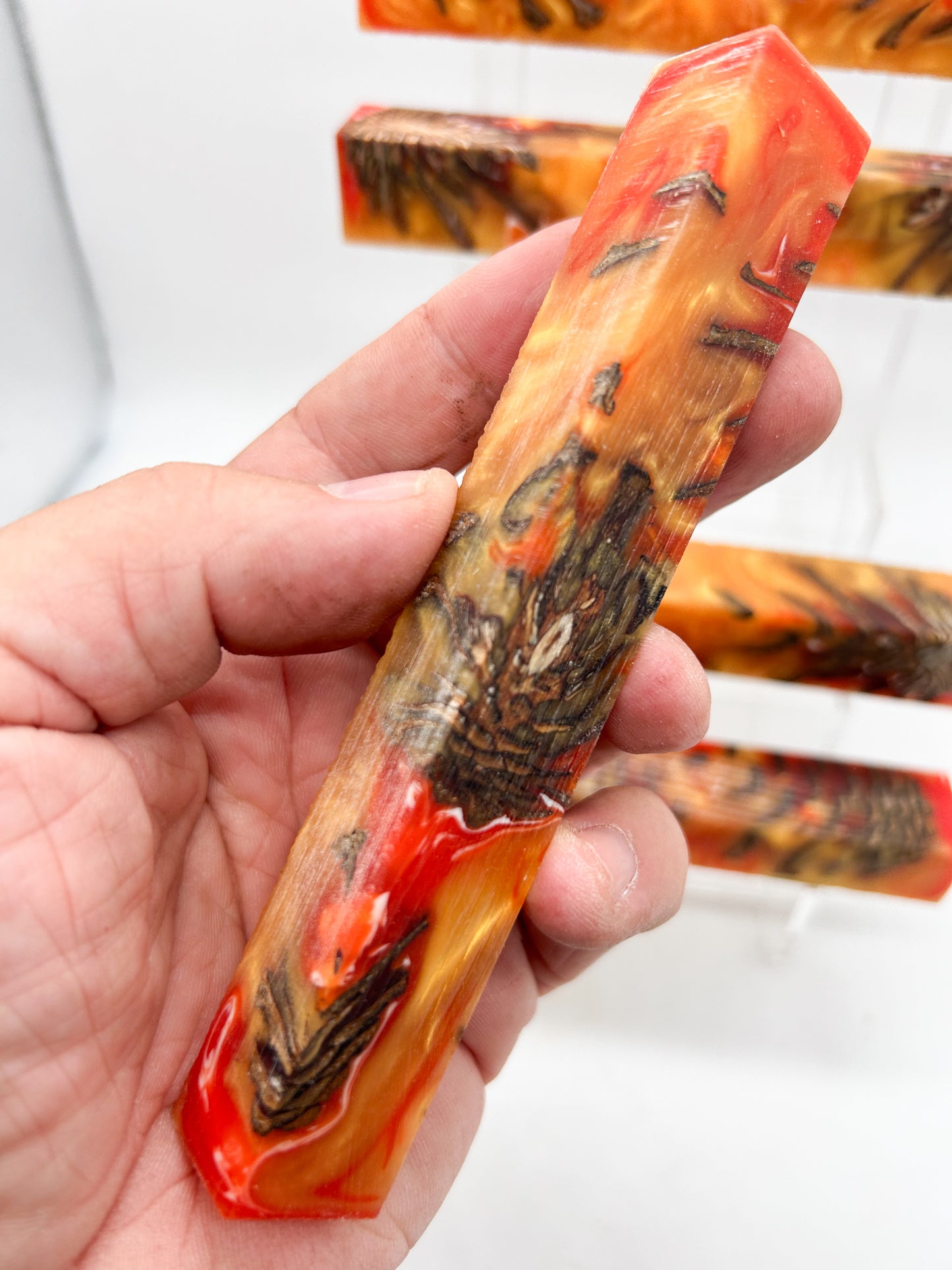 Pinecones | Deep Red / Gold with a hint of White | Alumilite Resin Pen Blanks