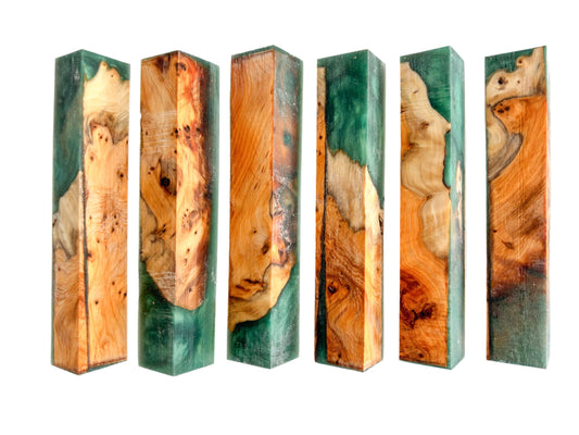 Yew Burr / Burl | Forest Green | Alumilite Resin Pen Blanks