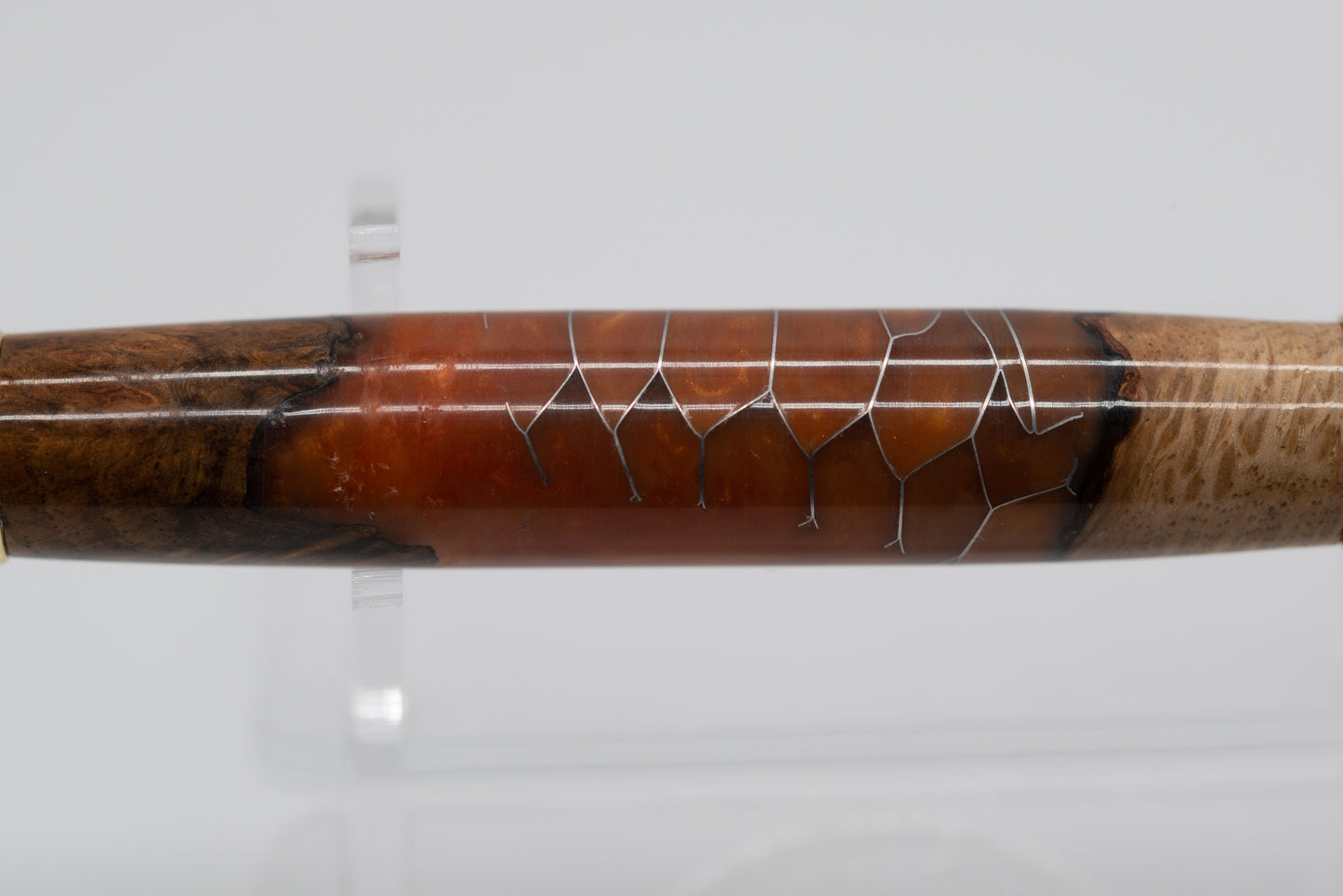 Resin and Oak Burr Orange/Antique Bronze DRAGON Pen