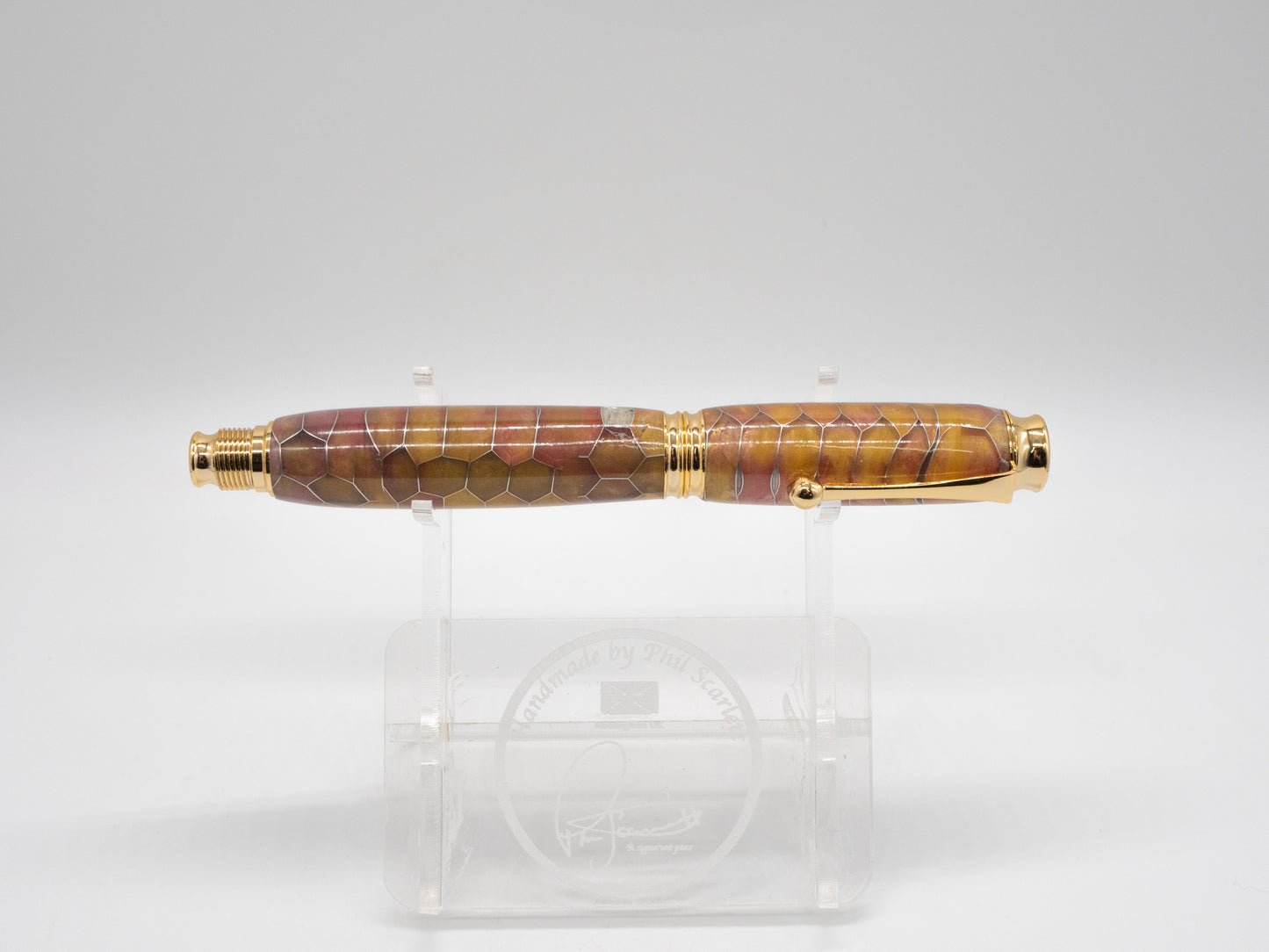 Executive Ball Point Pen - Imitation Snake Skin with Gold Trim