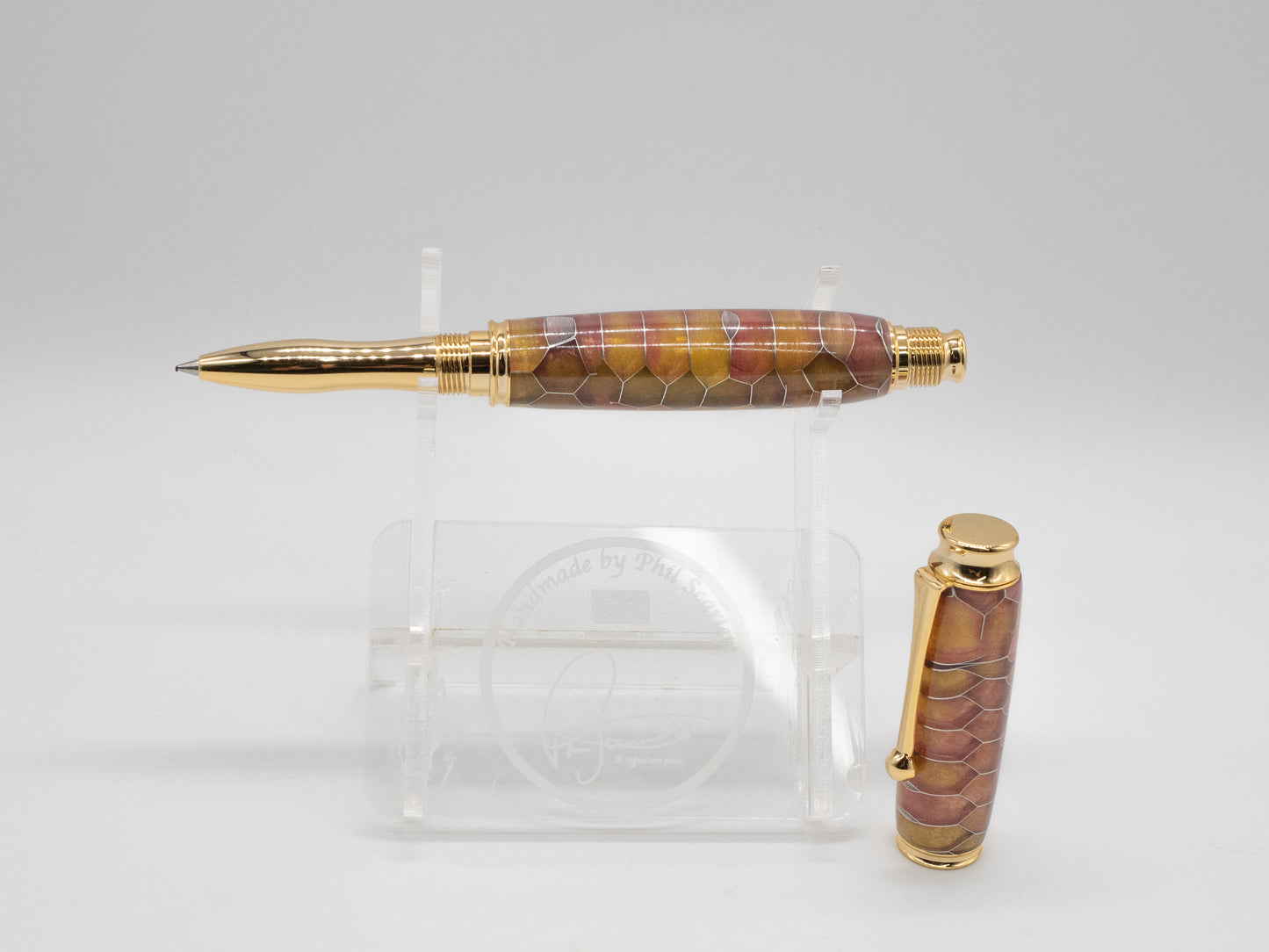 Executive Ball Point Pen - Imitation Snake Skin with Gold Trim