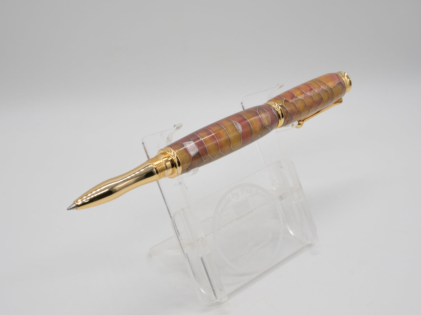 Executive Ball Point Pen - Imitation Snake Skin with Gold Trim