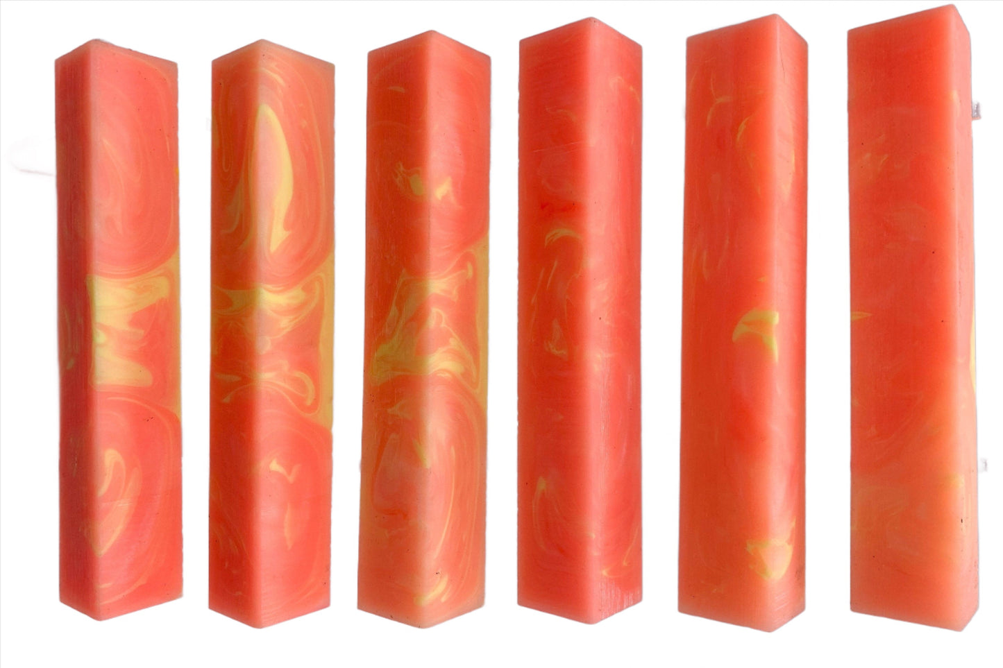 Fluorescent Peach & Yellow Swirls | Alumilite Resin Pen Blanks