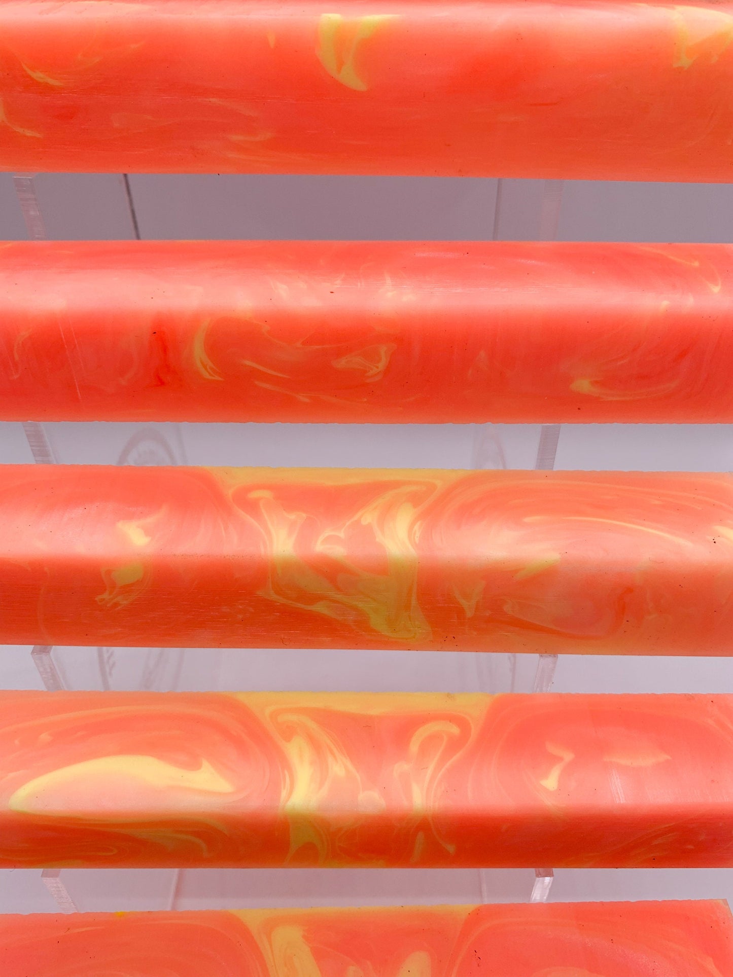 Fluorescent Peach & Yellow Swirls | Alumilite Resin Pen Blanks